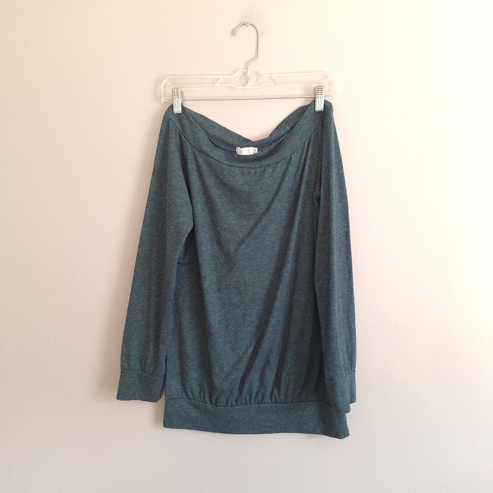 Peacock Boatneck Neck Causal Long Sleeve Top